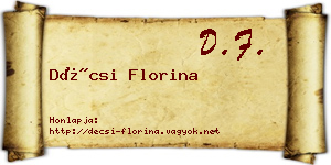 Décsi Florina névjegykártya